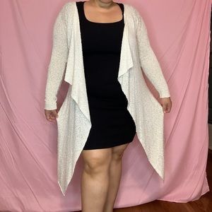 White knit drape cardigan.